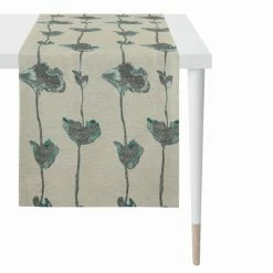 Am billigsten 🎁 Apelt Perla Tischläufer - 44x140 Cm - Stein / Petrol ⌛