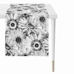 Aktion 🛒 Apelt Tischläufer 🌞 Summergarden 1700 - 48x140 Cm - Grau/weiß/schwarz ⭐
