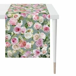 Neu 😀 Apelt Tischläufer 🌞 Summergarden 1624 - 48x140 Cm - Grün/rose 🌟