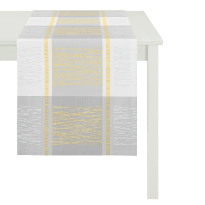 Neu 💯 Apelt Loft Style Como Tischläufer - 44x140 Cm - Gelb/grau/weiß 😉 3 Neu 💯 Apelt Loft Style Como Tischläufer - 44x140 Cm - Gelb/grau/weiß 😉