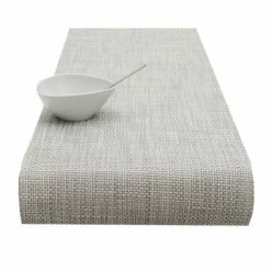 Brandneu 🔥 Chilewich Basketweave Tischläufer - 36x183 Cm - White/Silver ❤️